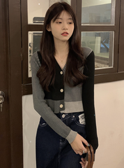 Black Grey Two Tone Cardigan