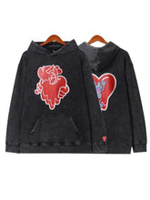 Washed Black Melting Heart Graphic Hoodie