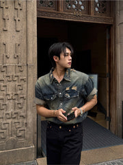 Washed Classic Denim Short Sleeve Shirt