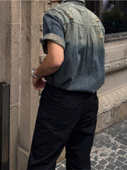 Washed Classic Denim Short Sleeve Shirt
