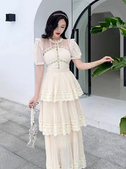 Beige Layered Maxi Dress