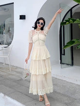 Beige Layered Maxi Dress