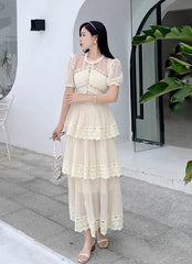 Beige Layered Maxi Dress