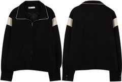 Black Polo Collar Zip Up Jacket