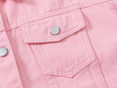 Pink Cropped Denim Jacket