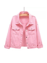 Pink Cropped Denim Jacket
