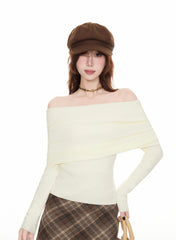White Acubi Cream Off Shoulder Top