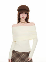 White Acubi Cream Off Shoulder Top