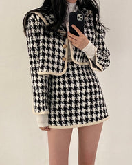 White And Black Sailor Collar Tweed Jacket