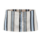 White And Blue Stripes Mini Skort