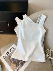 White Asymmetric Graphic Top