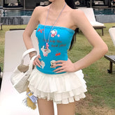 White Ballet Ruffle Mini Skirt