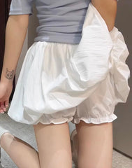 White Basic Balloon Mini Skirt