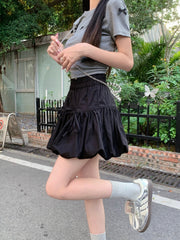 Black Bow Detail Puffy Skirt