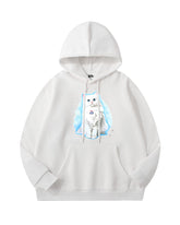 White Cat Print Hoodie