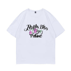 White Chained Rose Printed T-Shirt