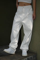 White Classic Low-Rise Baggy Jeans