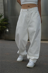 White Classic Low-Rise Baggy Jeans