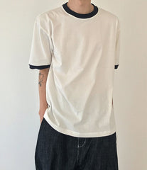 White Contrast Crewneck T-Shirt