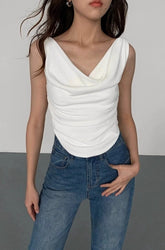 White Cowl Drape Top