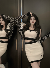 White Cross Knit Top