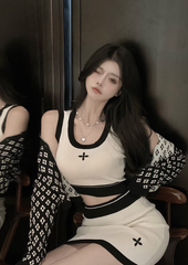 White Cross Knit Top