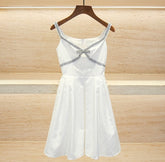 White Crystal Embellished Cocktail Dress