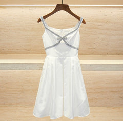 White Crystal Embellished Cocktail Dress