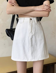 White Denim Mini Skirt