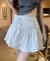 White Double Bow Mini Skirt