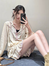 Beige Embroidered Boho Top