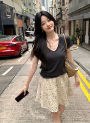 White Floral Lace A-Line Mini Skirt