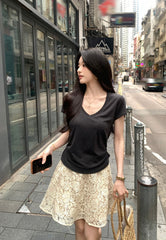 White Floral Lace A-Line Mini Skirt