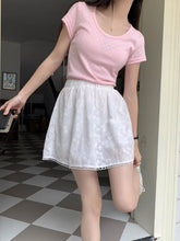White Floral Pattern Lace Edge Skirt