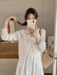 White Flower Thin Cardigan