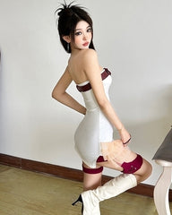 White Graphic Horse Print Buckled Mini Dress