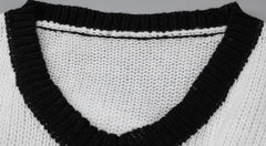 White Graphic Number Jersey Style Sweater
