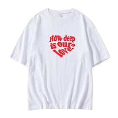White Heart Text Graphic T-Shirt