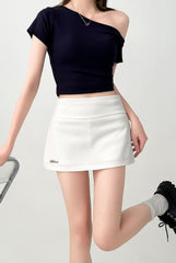 White High Waist A Line Slim Fit Skirt