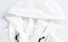 White Hooded Windbreaker Jacket