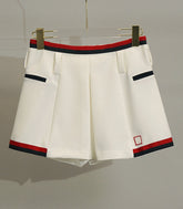 White Irregular Skort With Red And Black Linings