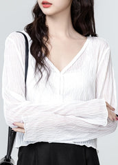 White Knit Sunscreen Cardigan Vneck Summer Top