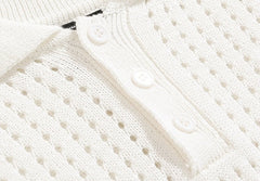 White Knitted Polo Shirt
