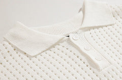 White Knitted Polo Shirt