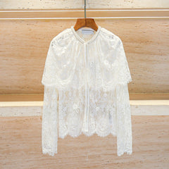 White Lace Cape Style Blouse