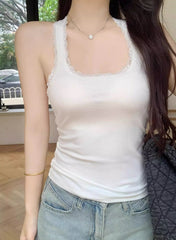 White Lace Linings Tank Top
