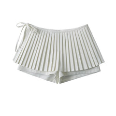 White Micro Pleats Side Lace Skirt