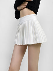 White Micro Pleats Side Lace Skirt