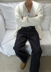 White Mink Button-Up Cardigan