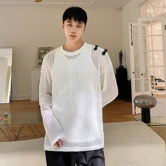 White Net Long Sleeves Top